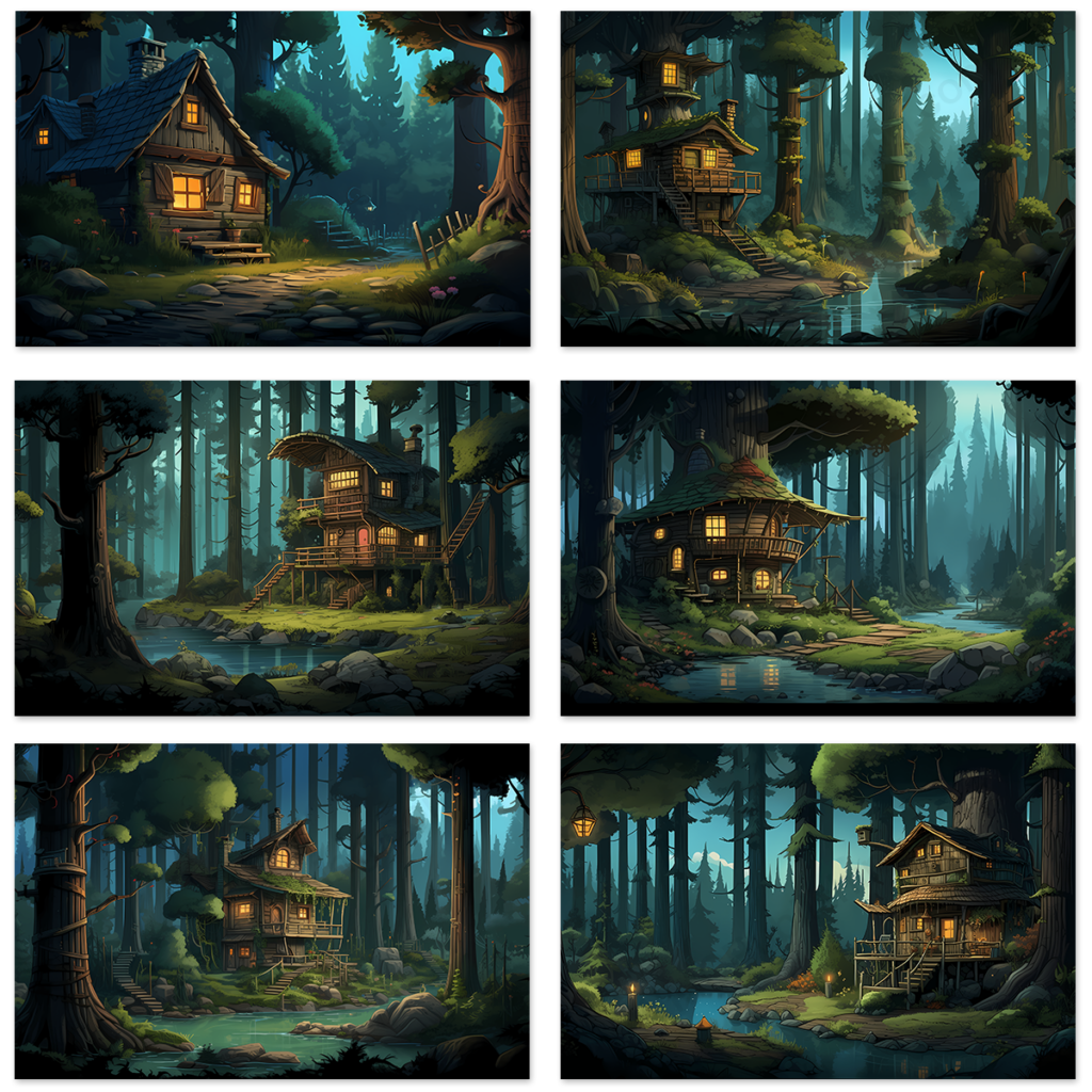 Cartoon Forest House Background
