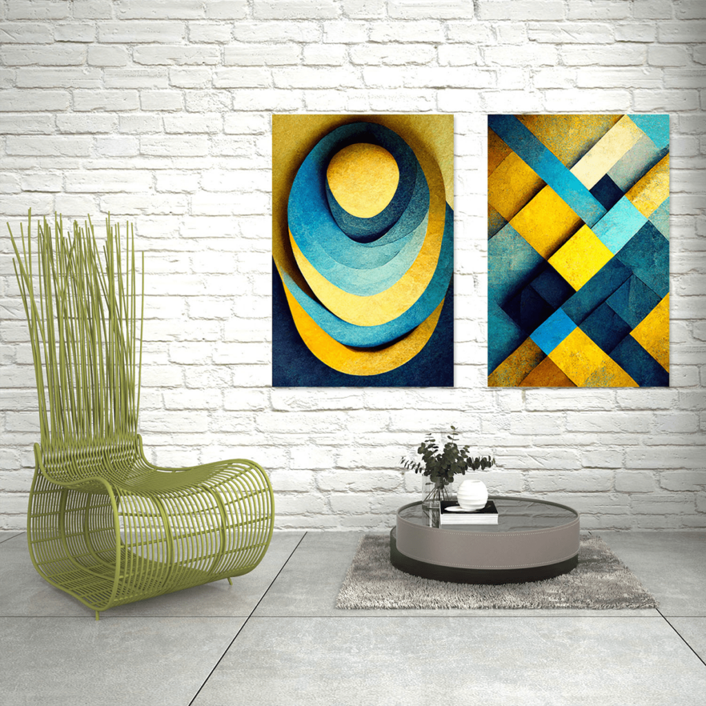 Blue and Yellow Geometry Wall Art