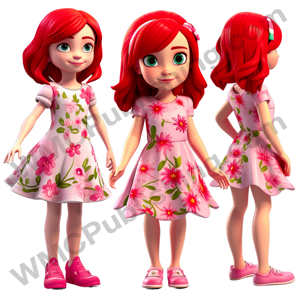 Red-haired Girl in a Pink Floral Dress