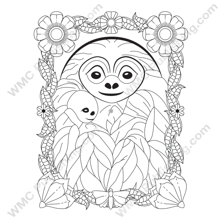 Funny Sloth Coloring Pages
