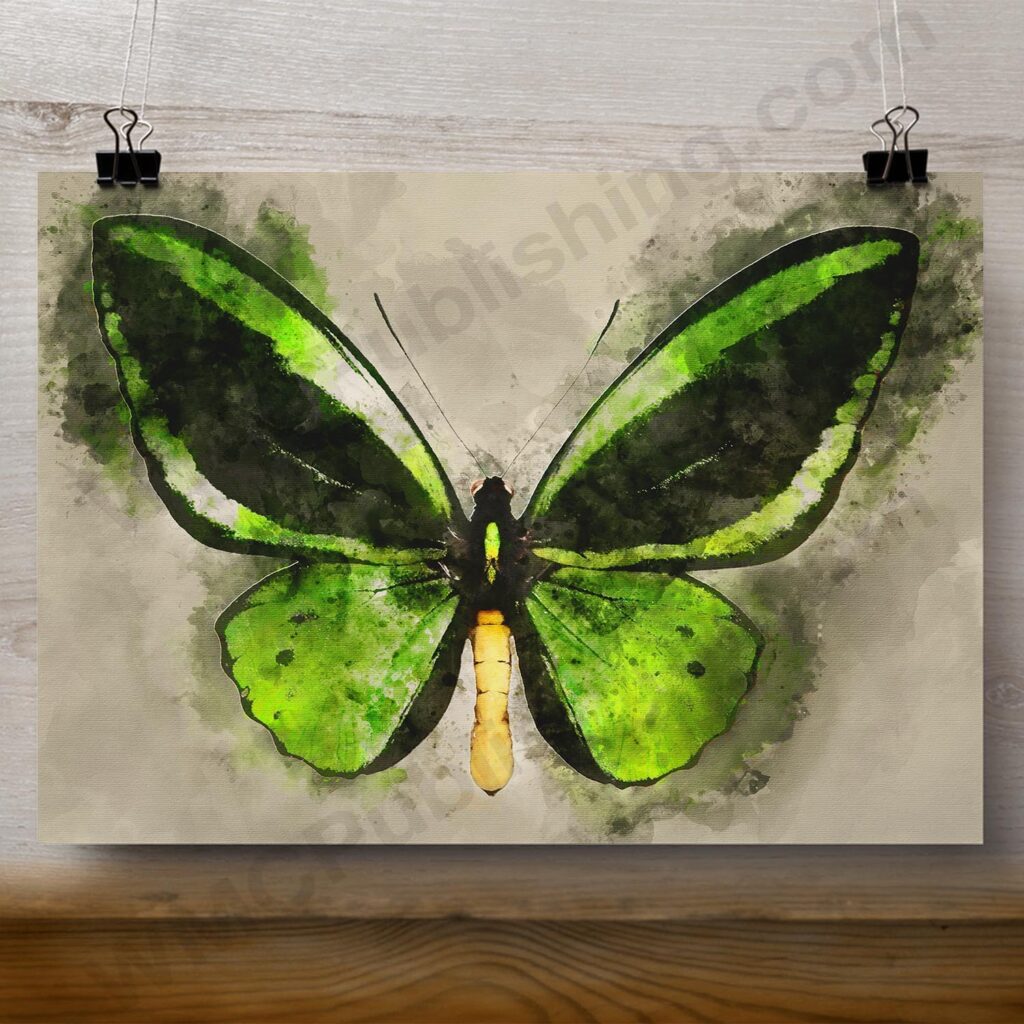 Green Bird-Wing Butterfly Wall Art Print