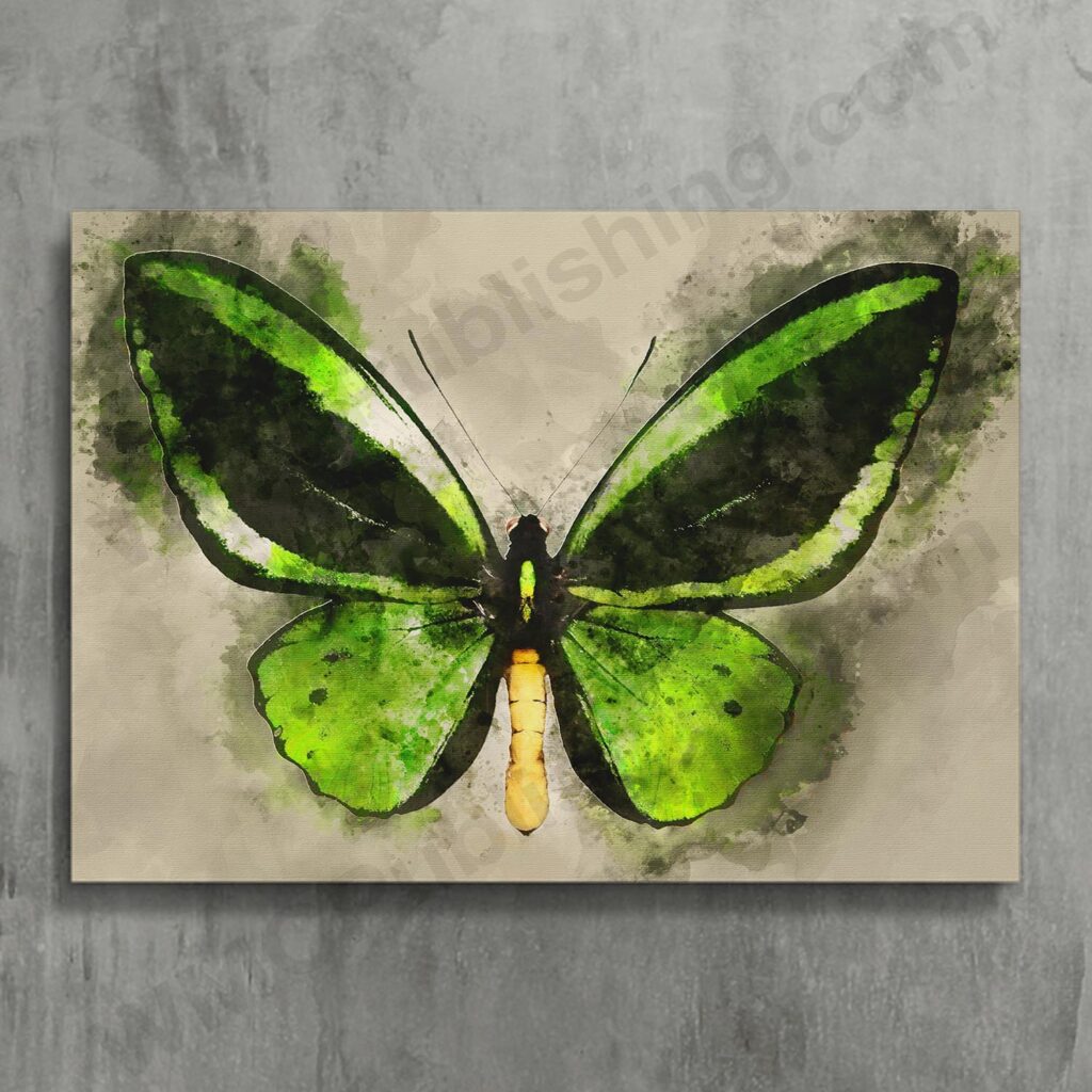 Green Bird-Wing Butterfly Wall Art Print