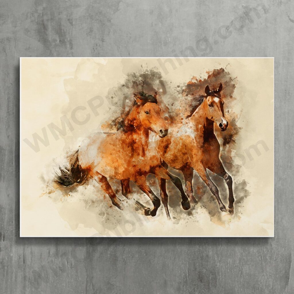 Horses at Sunset Wall Art Print