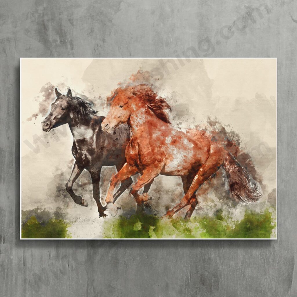 Horses in a Summer Field Wall Art Print