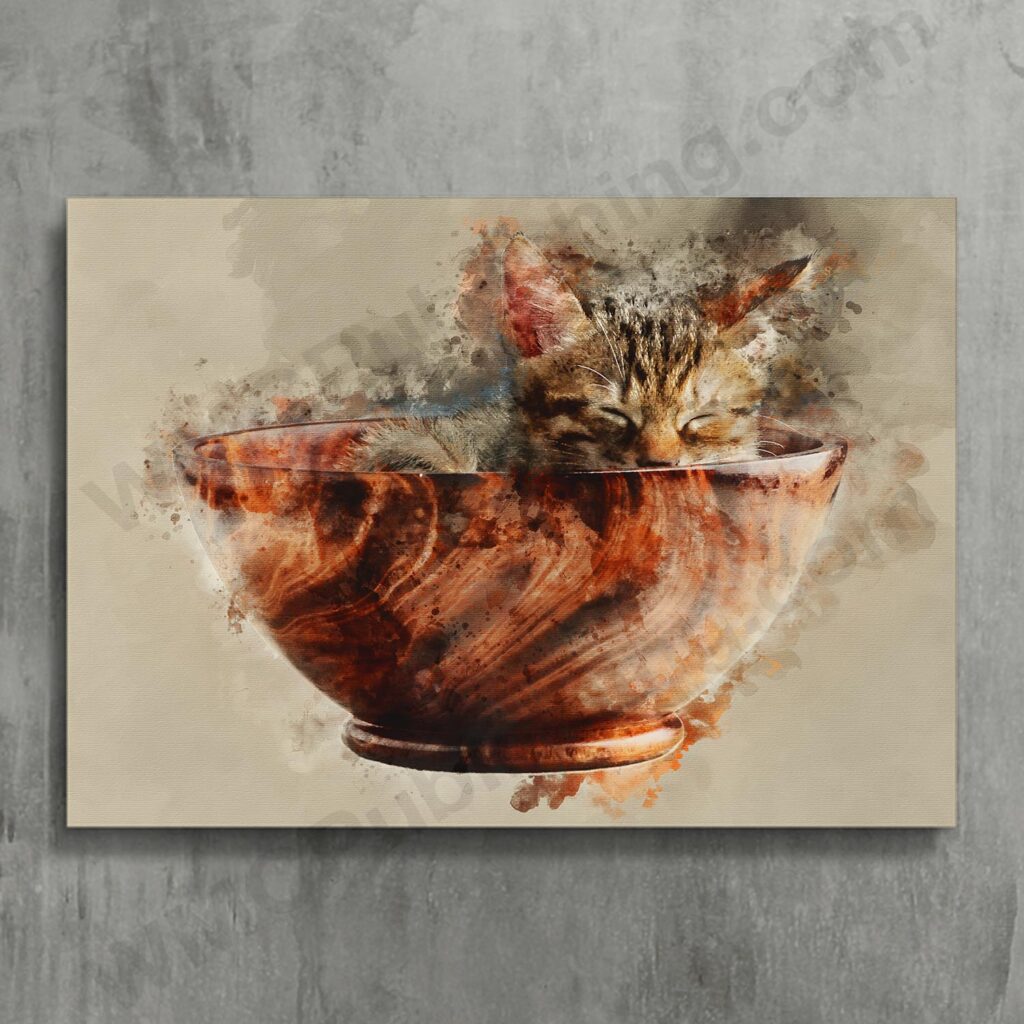 Kitten in a Bowl Wall Art Print