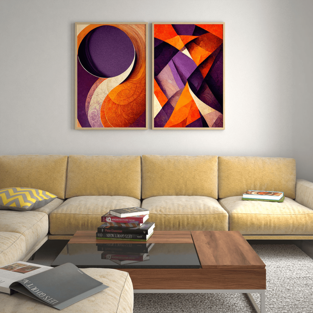 Orange and Purple Geometry Wall Art