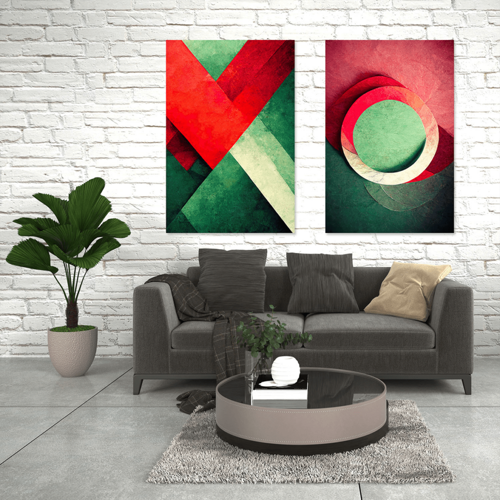 Red and Green Geometry Wall Art