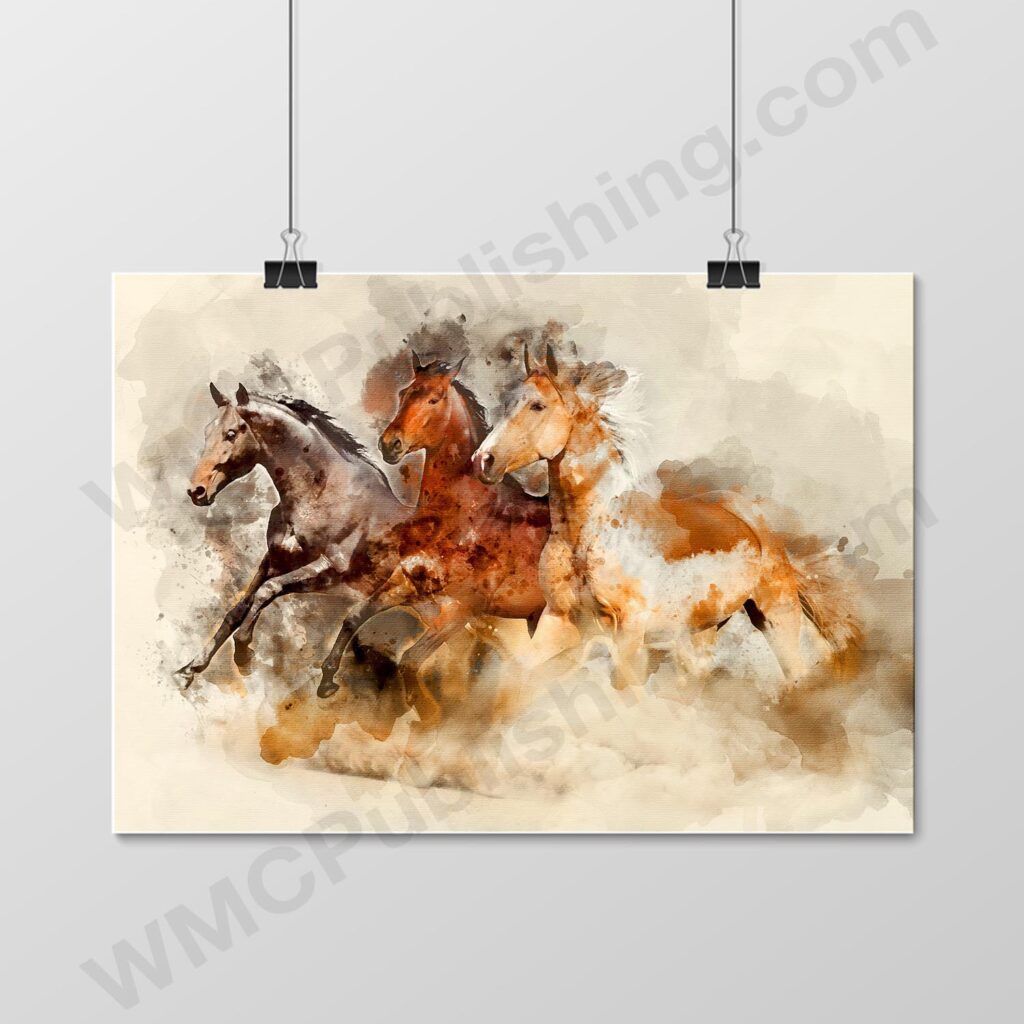 Three Galloping Horses Wall Art Print