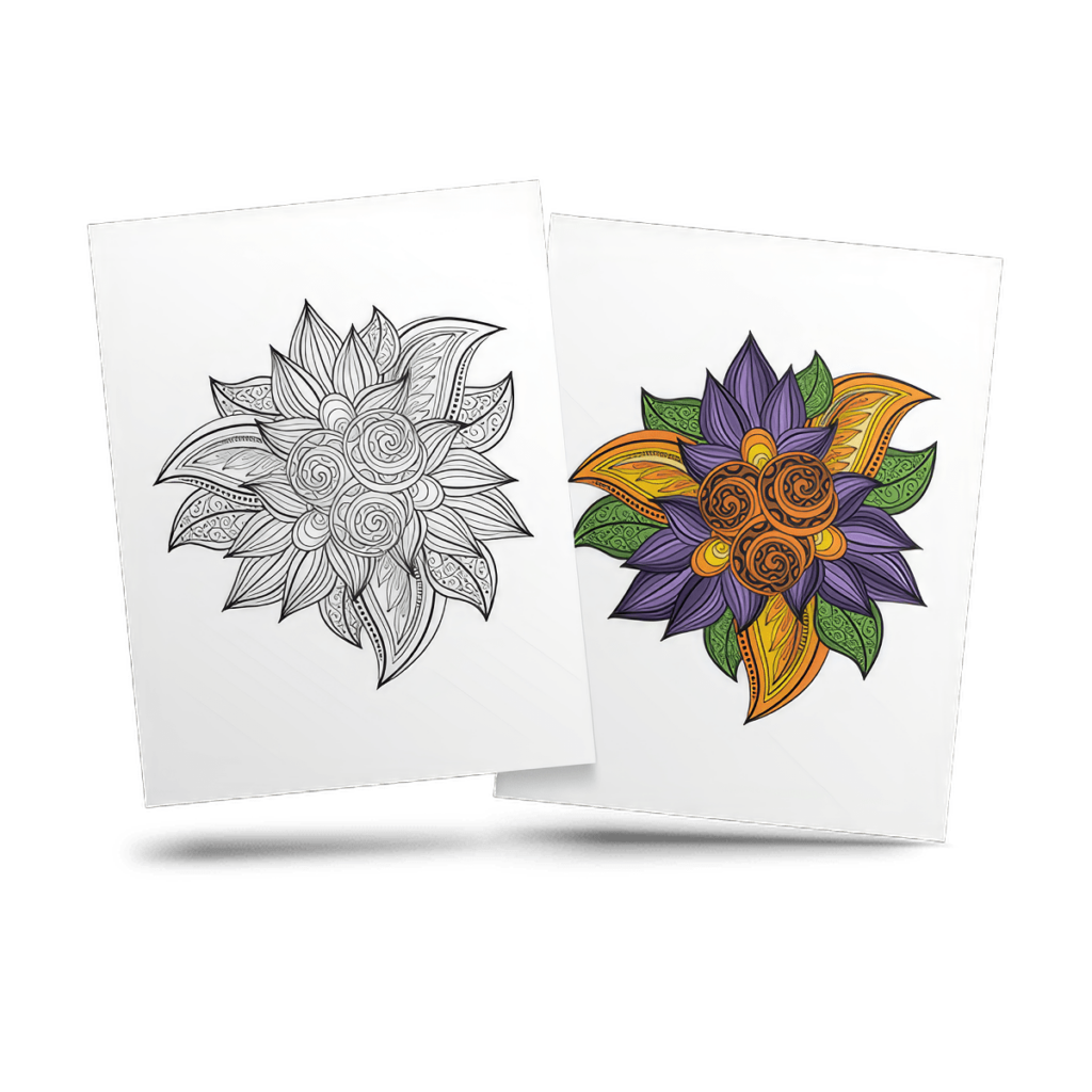 Free Flower Adult Coloring Page Sample 1