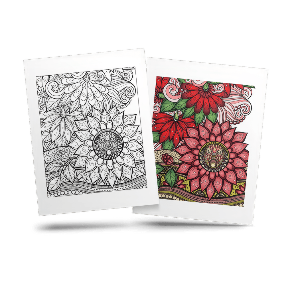 Free Flower Adult Coloring Page Sample 12