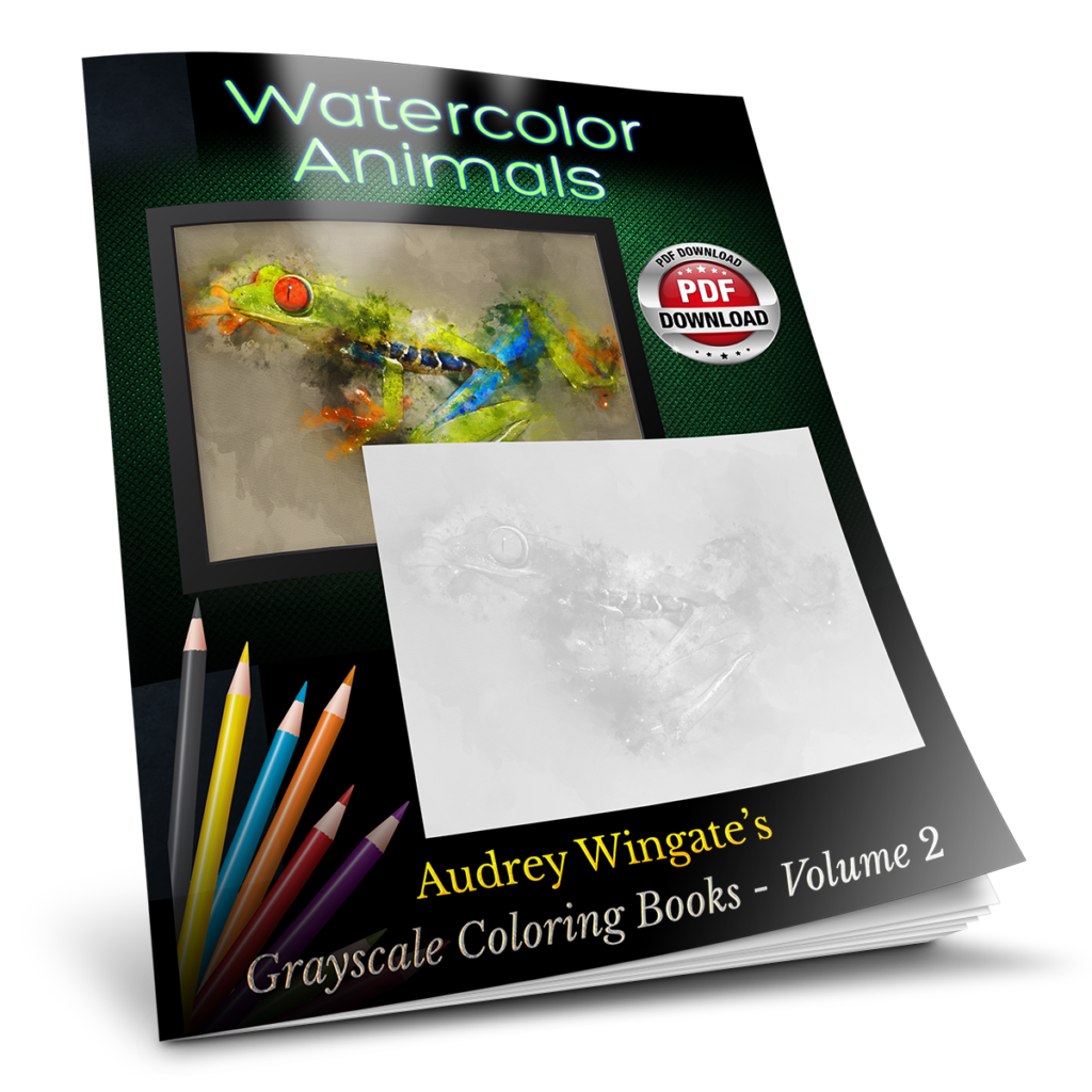 Watercolor Animals - Grayscale Coloring Books