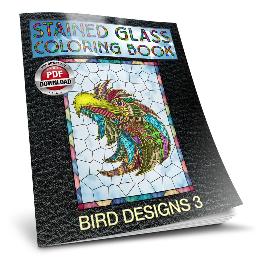 Bird Designs 3 - Stain Glass Coloring Books for Adults