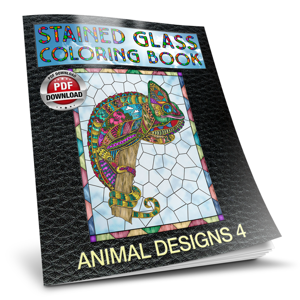 Animal Designs 4 - Stain Glass Coloring Books for Adults