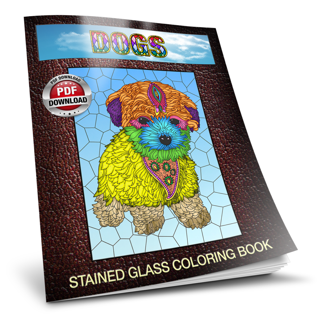 Dogs - Stain Glass Coloring Books for Seniors