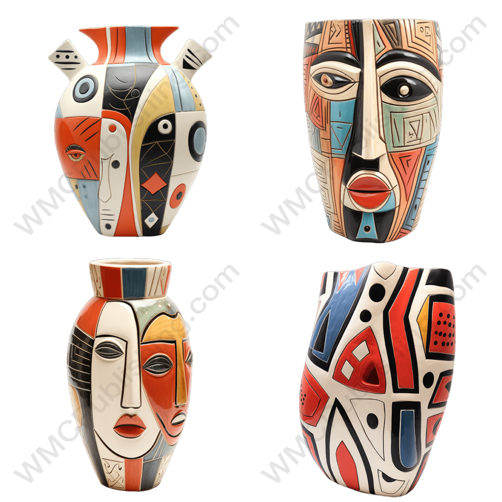 Bohemian Style Ceramic Cubist Vases Set 1