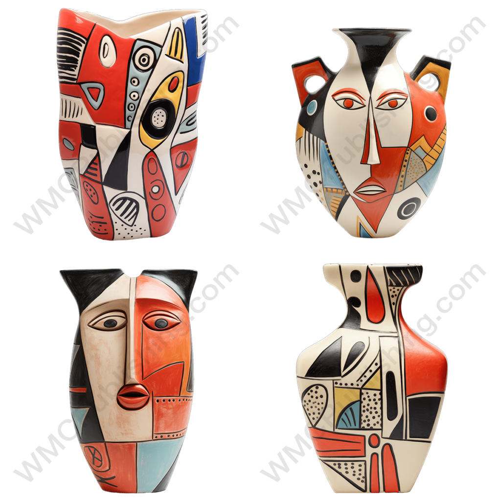 Bohemian Style Ceramic Cubist Vases Set 1