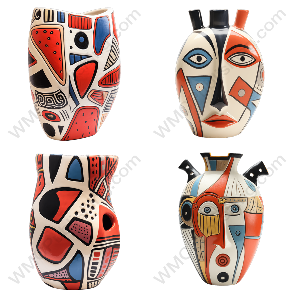 Bohemian Style Ceramic Cubist Vases Set 2