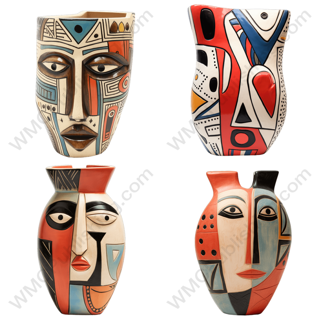Bohemian Style Ceramic Cubist Vases Set 3