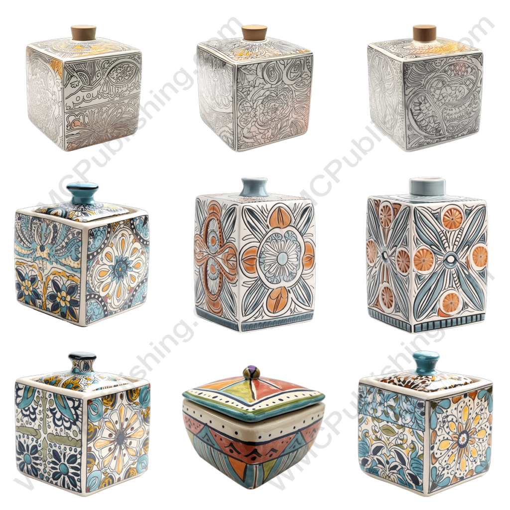 Bohemian Style Ceramic Square Jars