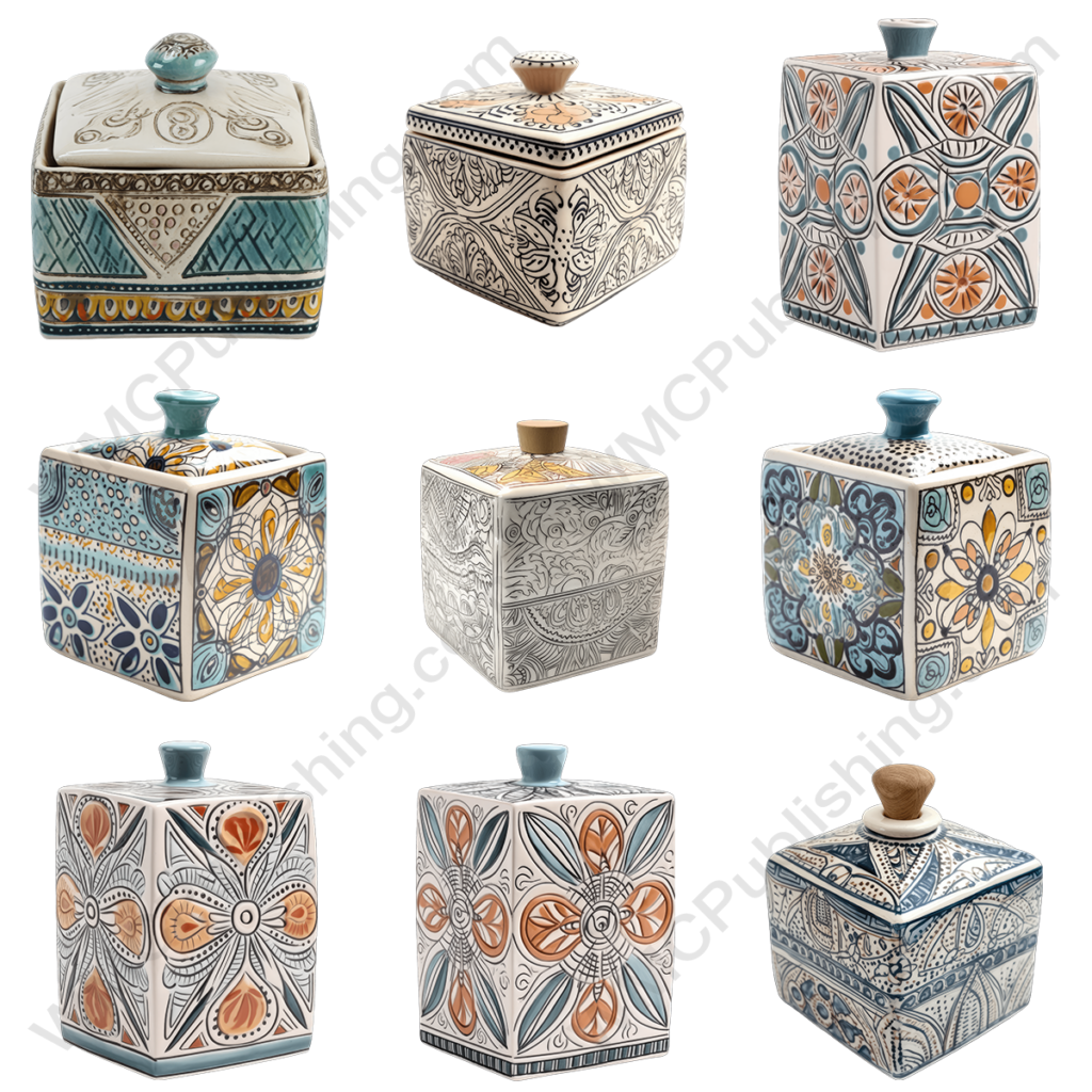 Bohemian Style Ceramic Square Jars
