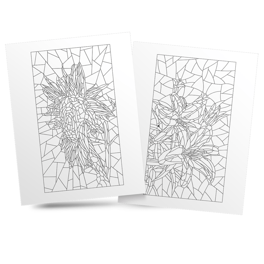 Stained Glass Flower Coloring Book 1