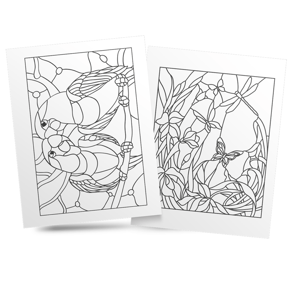 Stained Glass Animal Coloring Book
