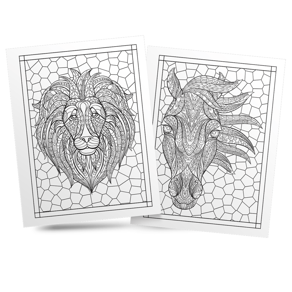 Stained Glass Animals Coloring Book 2