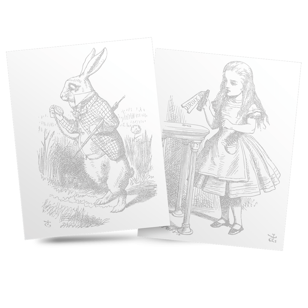 Grayscale Alice in Wonderland Coloring Book