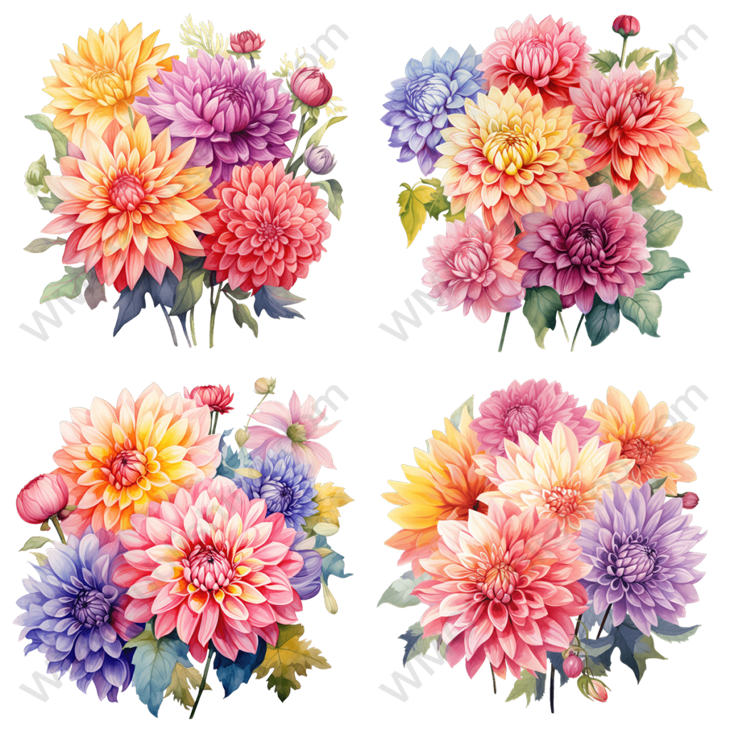 Pastel Watercolor Bouquet Set 2