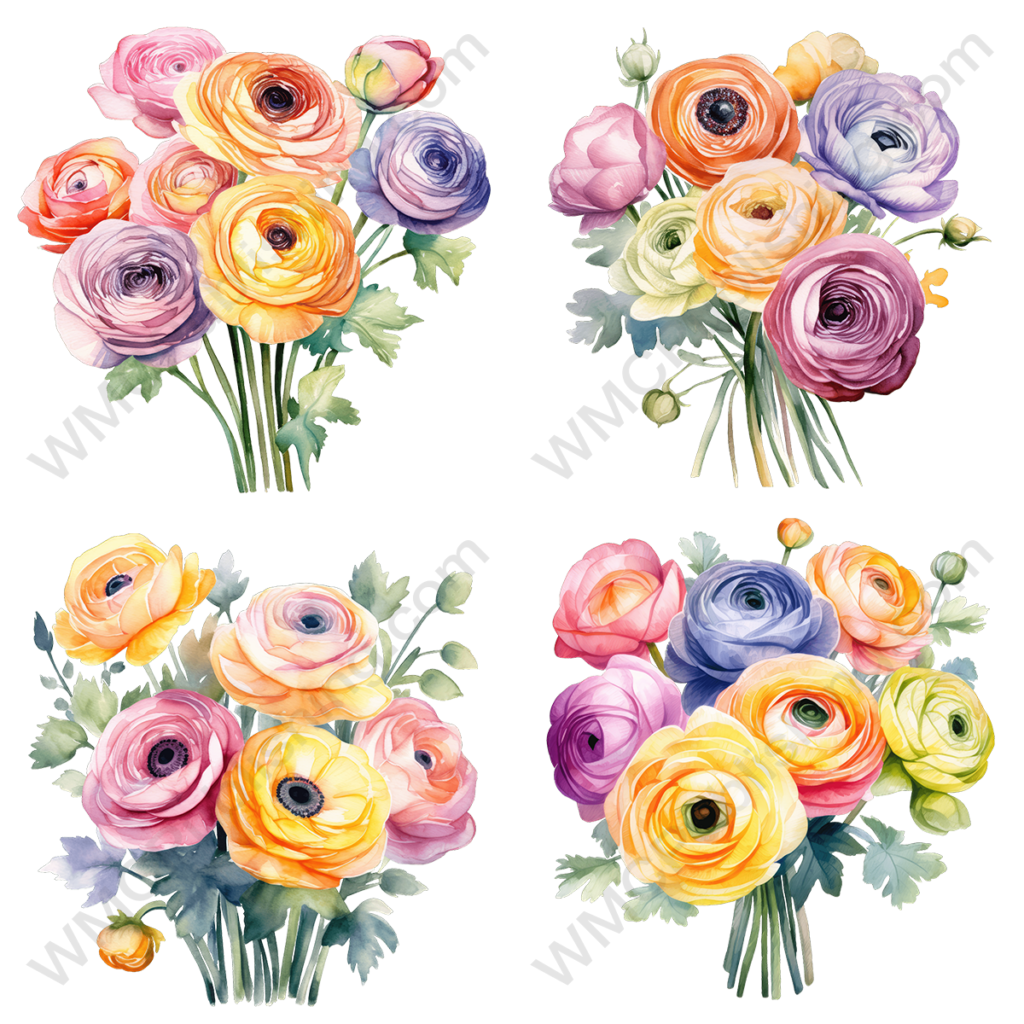 Pastel Watercolor Bouquet Set 4