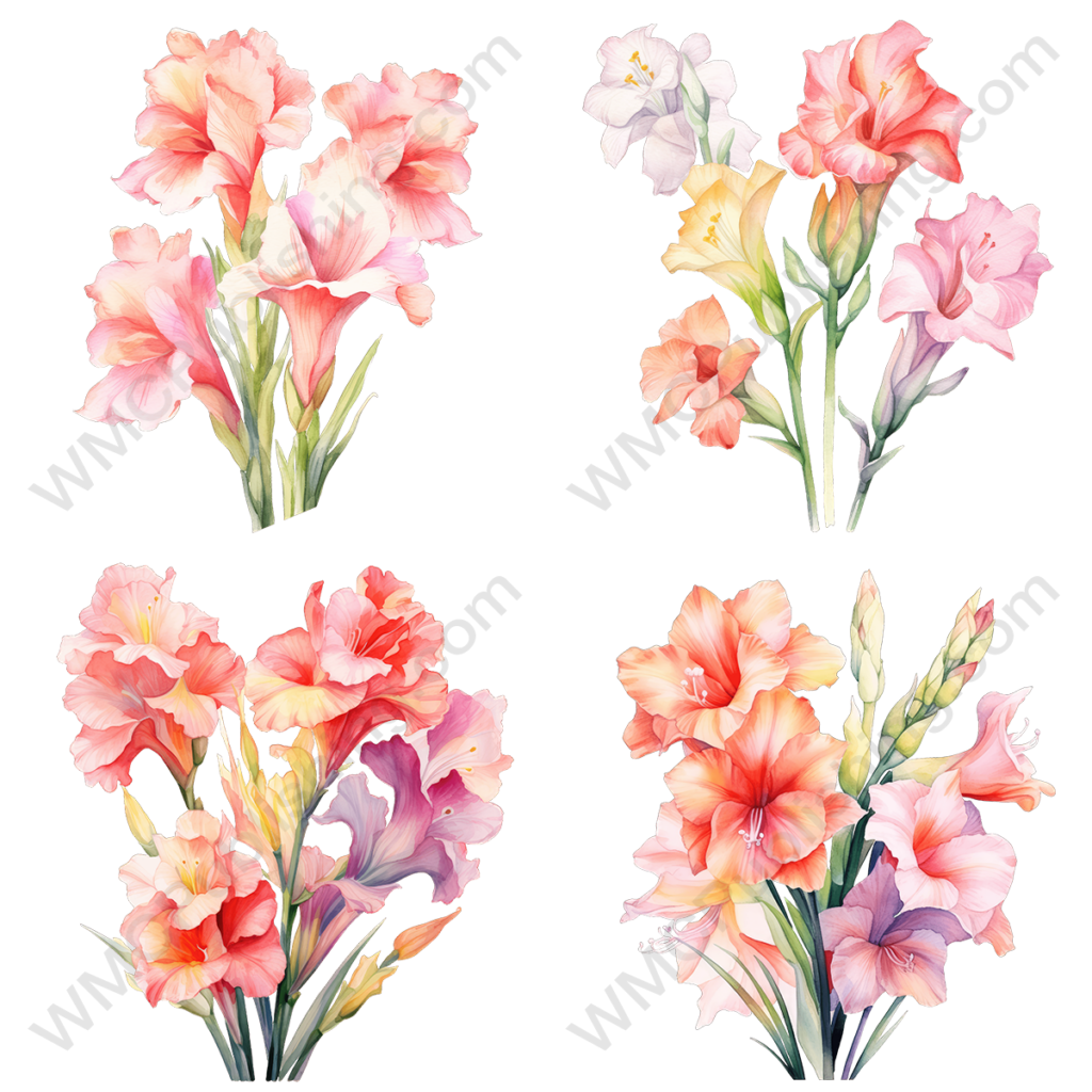 Pastel Watercolor Flowers Set 2