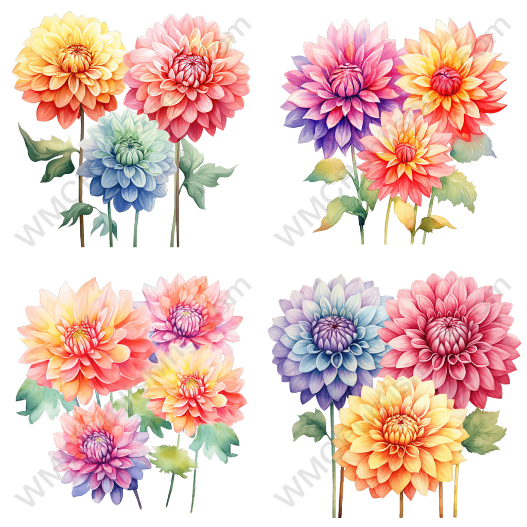 Pastel Watercolor Flowers Set 3