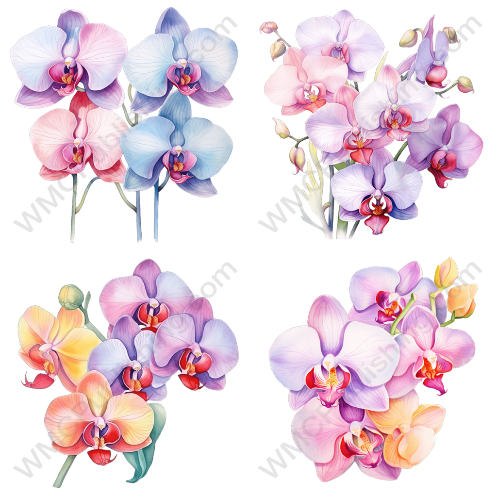 Pastel Watercolor Flowers Set 4