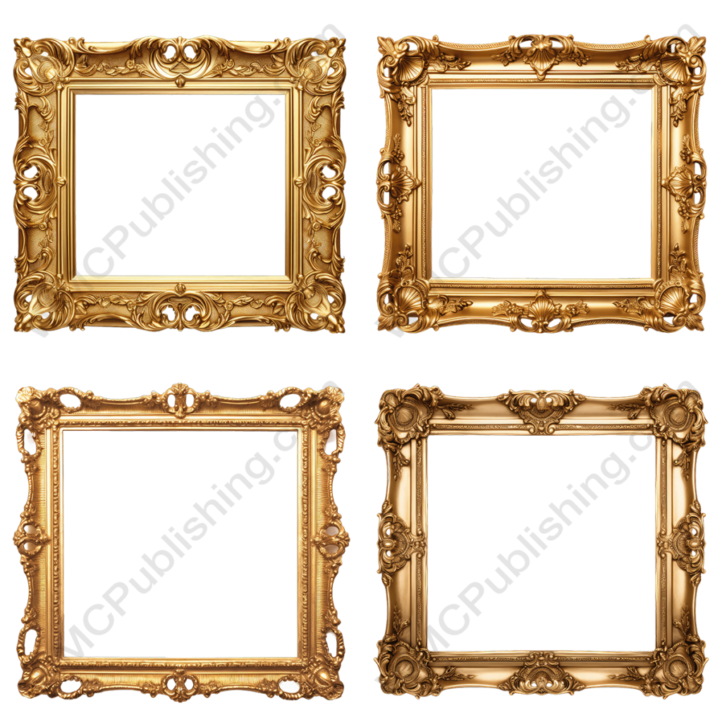 Rectangular Gold Picture Frames Set 2