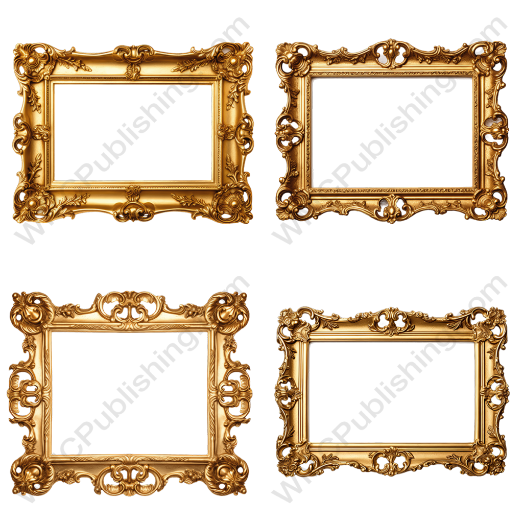 Rectangular Gold Picture Frames Set 2