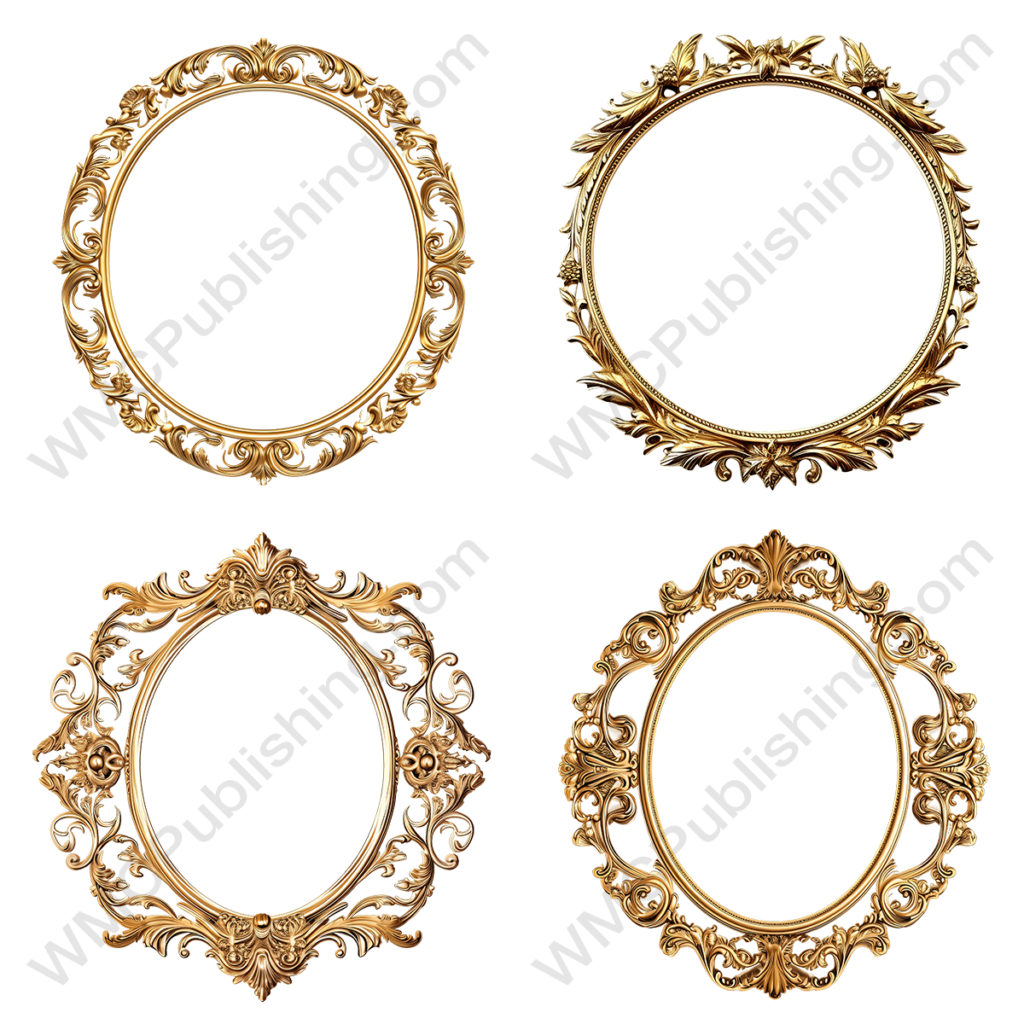 Round Gold Picture Frames Set 1