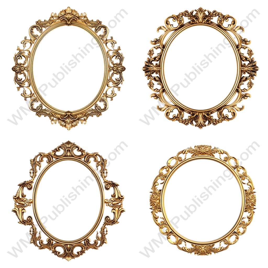 Round Gold Picture Frames Set 1