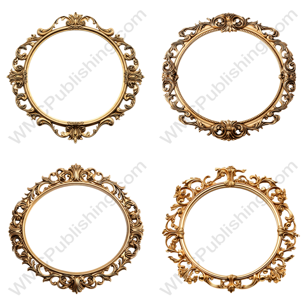 Round Gold Picture Frames Set 2