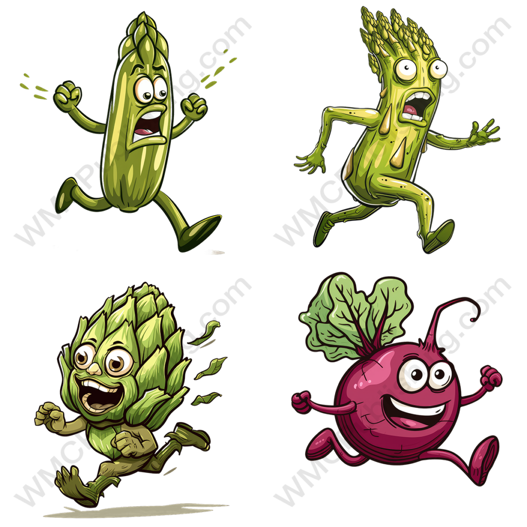 Running Vegetables Clipart