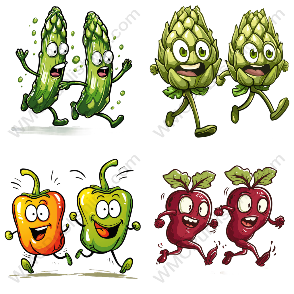 Running Vegetable Pairs Clipart