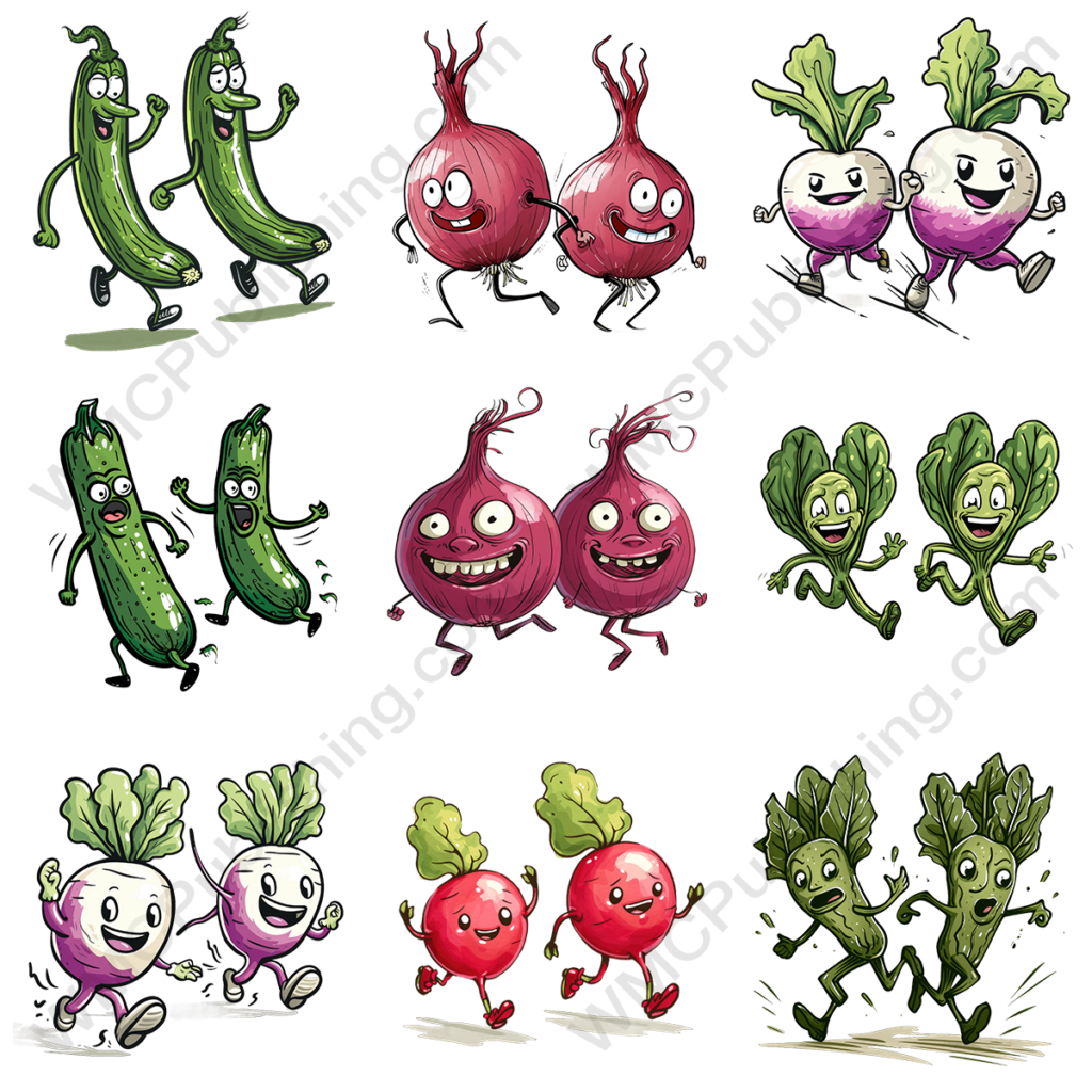 Running Vegetable Pairs Clipart