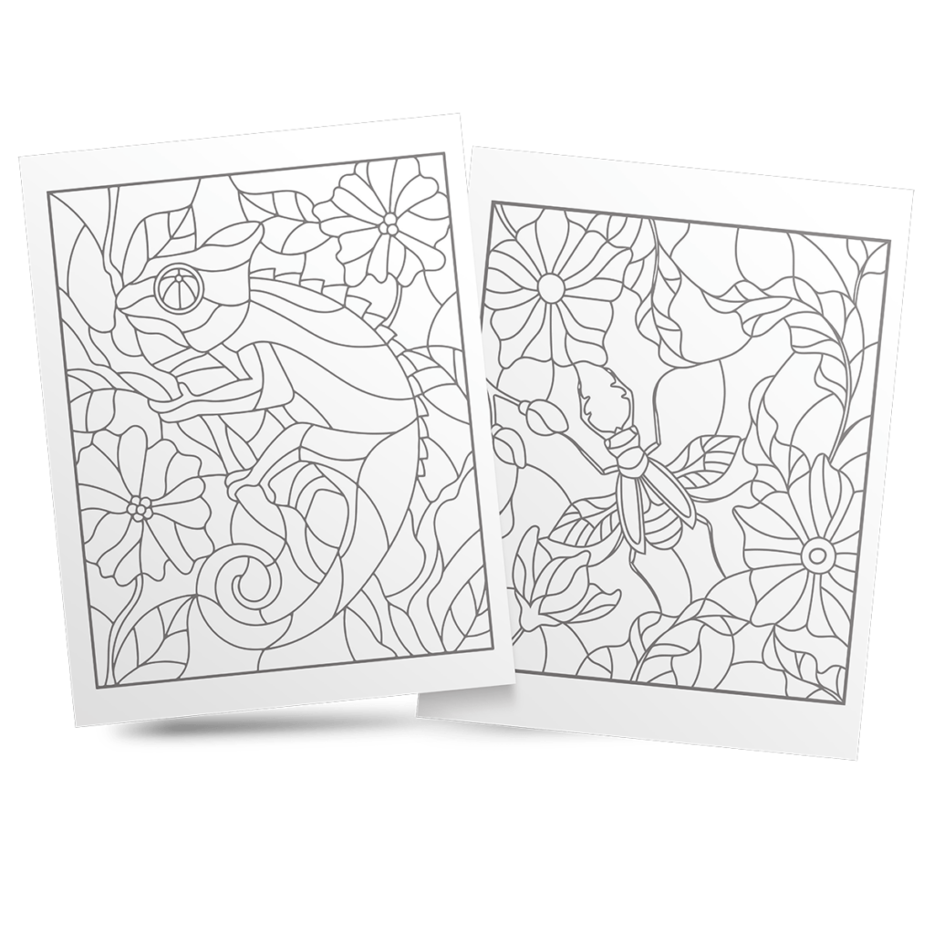 Stained Glass Animal Coloring Book 1