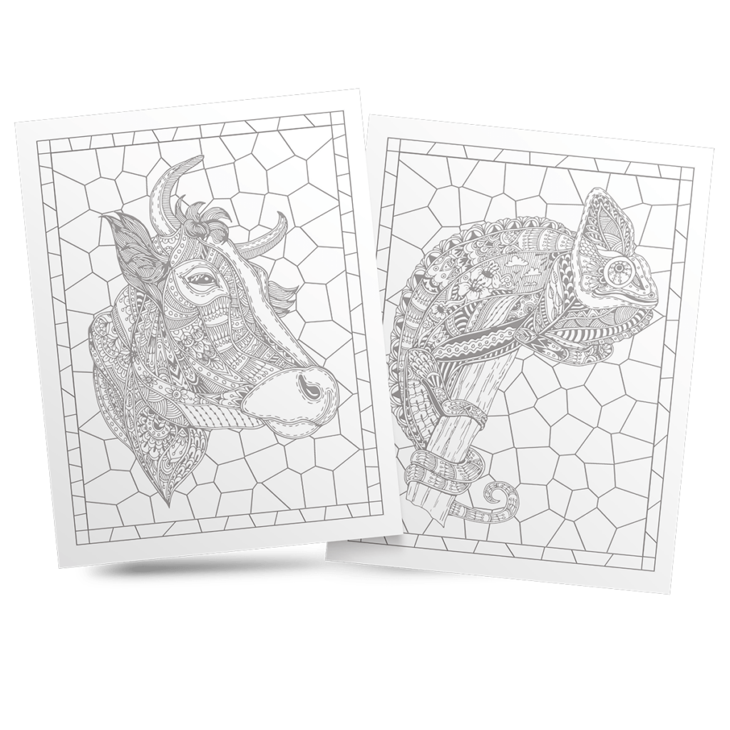 Stained Glass Animal Coloring Book 4