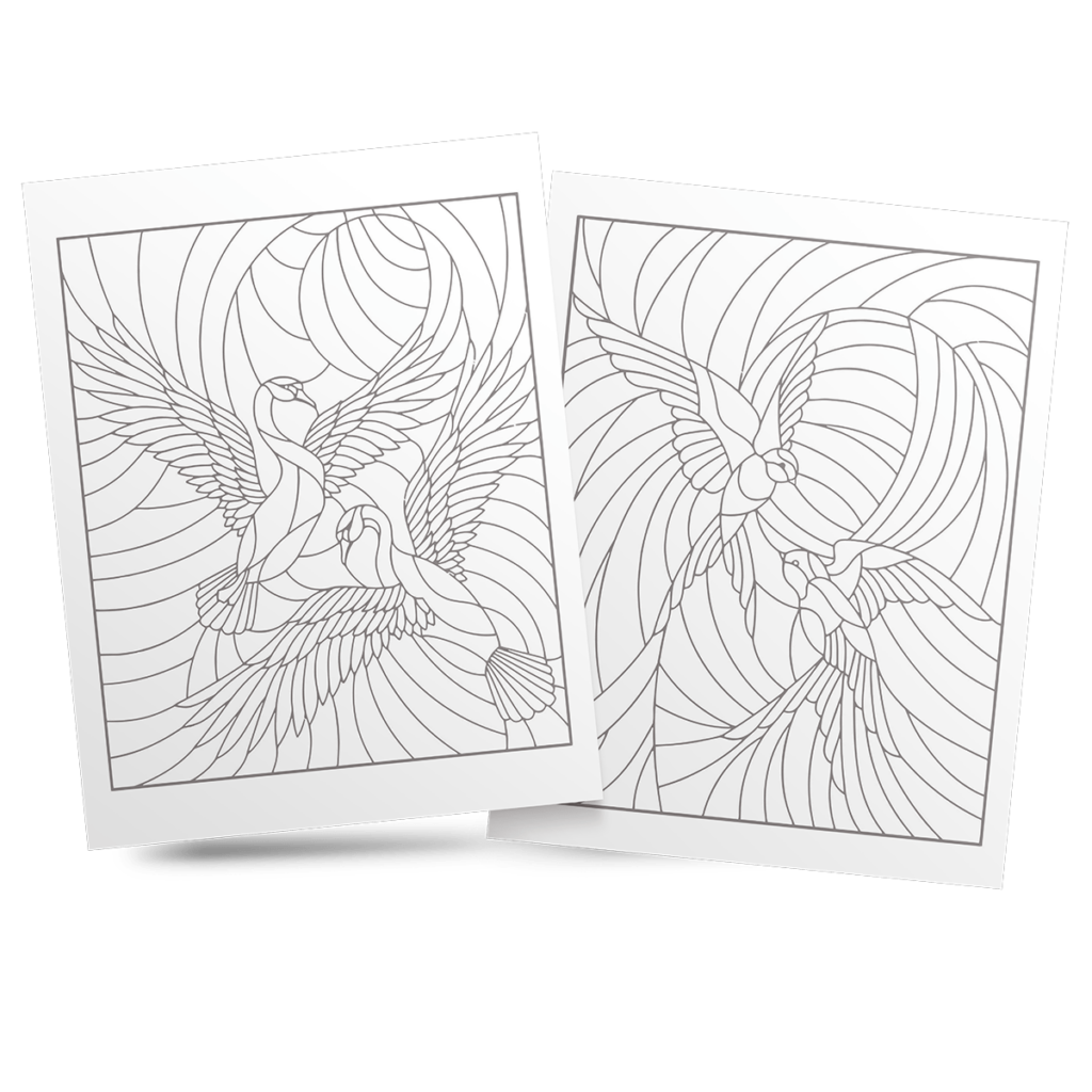 Stained Glass Bird Coloring Book 1