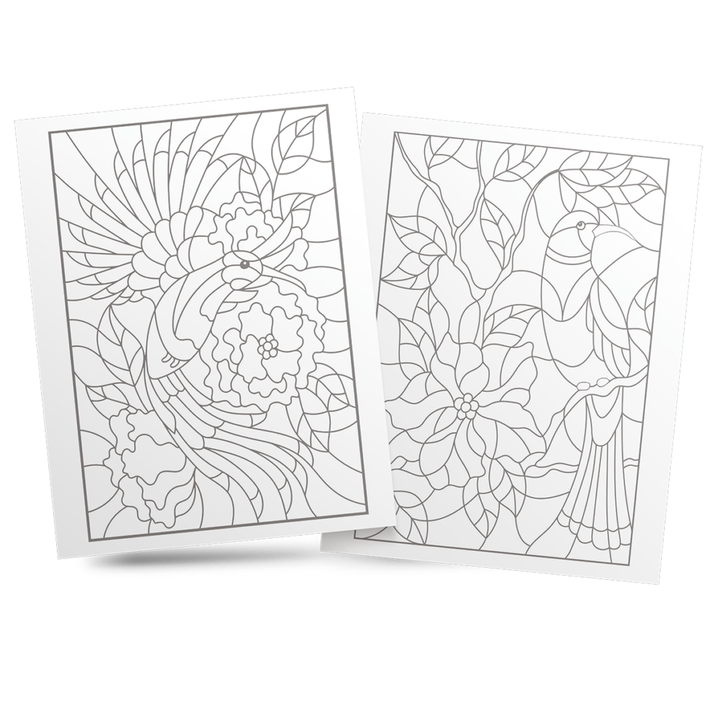 Stained Glass Bird Coloring Book 1