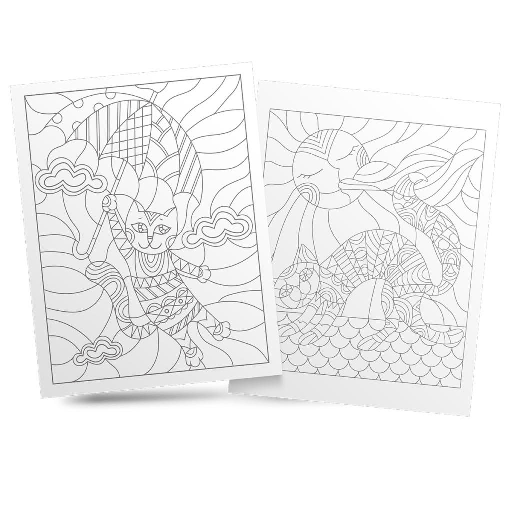 Stained Glass Cat Coloring Book 1