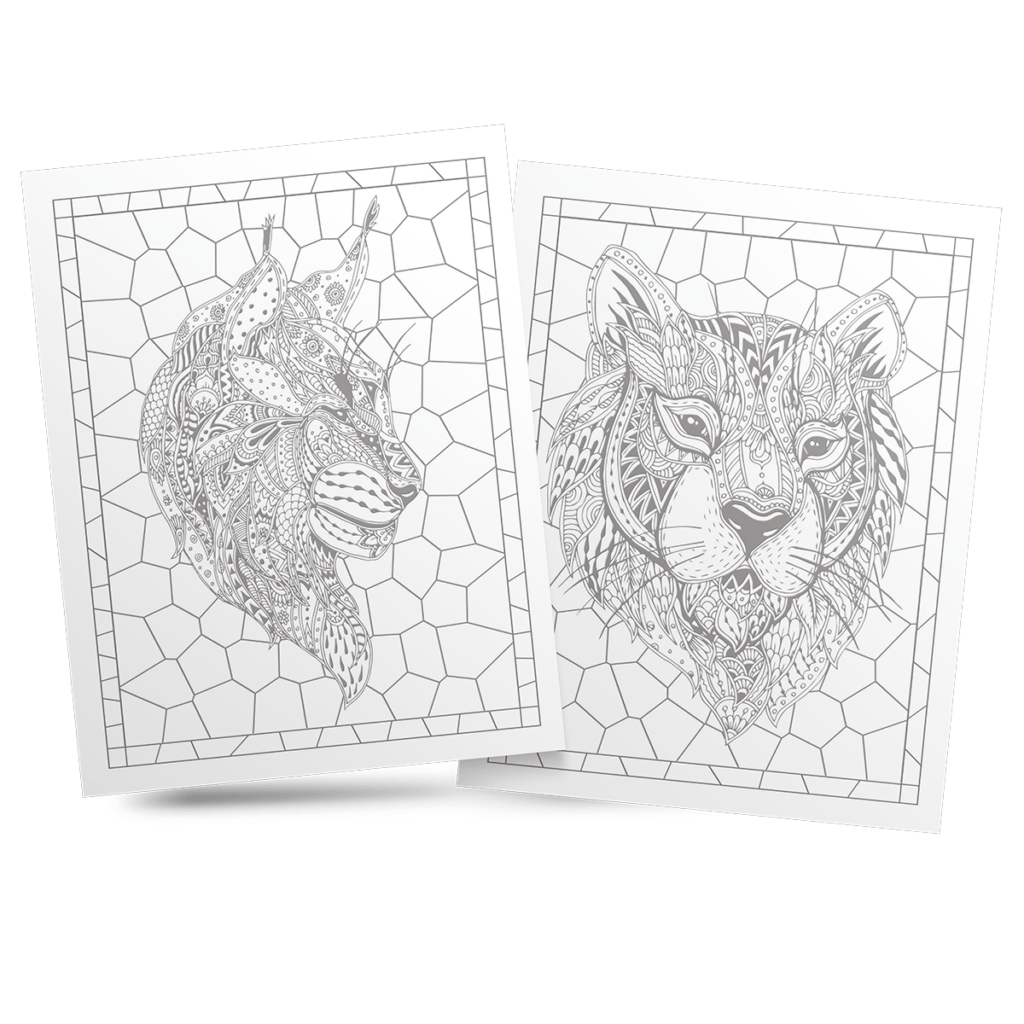 Stained Glass Cat Coloring Book 2
