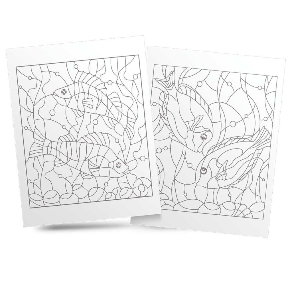 Stained Glass Fish Coloring Book 1