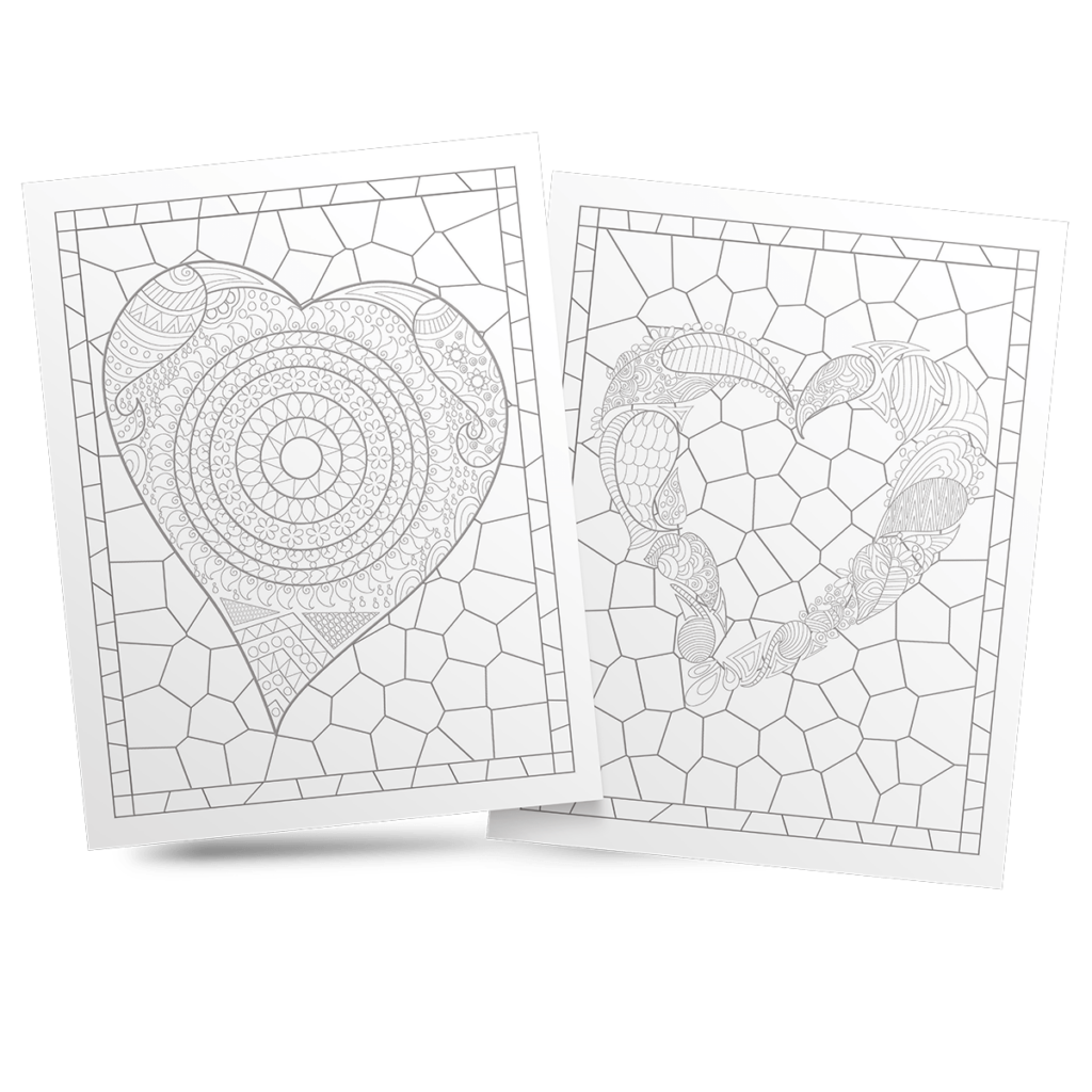 Stained Glass Heart Coloring Book