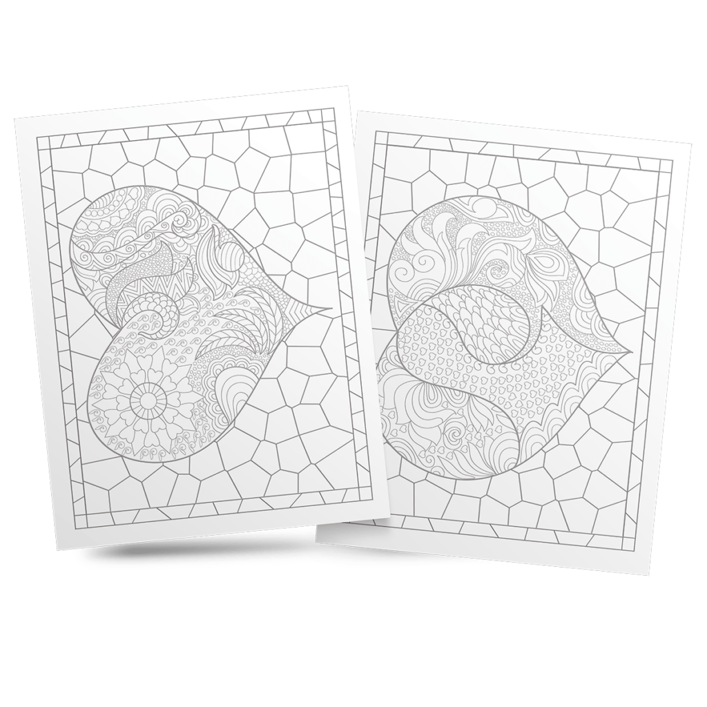 Stained Glass Heart Coloring Book